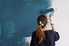 Woman Painting Wall Architectural Coatings